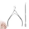 Cuticle Nipper and Double End Cuticle Pusher Tool Stainless Steel