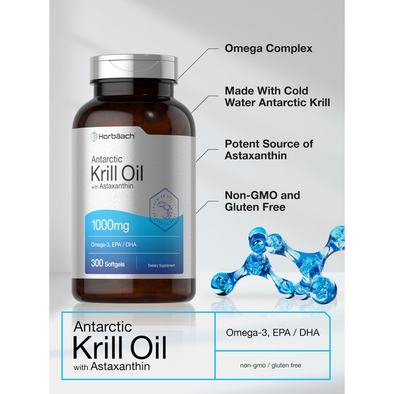 Horbäach Antarctic Krill Oil 1000mg Softgels | 300 Count |