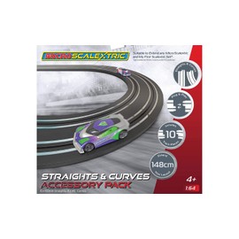 Micro Scalextric Track Extension Pack - Straights and Curves - Extend Your Layout by 148cm, Includes 6x 150mm Straights & 4x 45 Degree Curves, Micro Scalextric Accessories