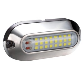 RecPro 3.5" White LED Underwater Pontoon Boat Transom Light | w/ 316 Stainless Steel Cover | Navigation Light (White, 1)
