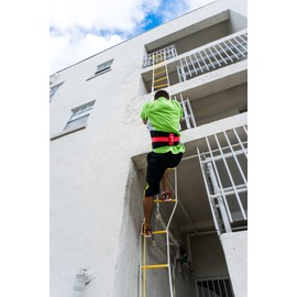 Isop Fire Evacuation Rope Ladder 4 Story Homes 32 ft - Safety Ladders with Spring Hooks & Safety Cord - Emergency Escape Ladder - Life-Saving Fire Rescue Tool - Emergency Ladders in case of Fire Brake