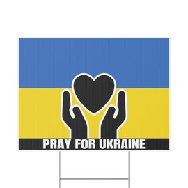 Moonlight4225 Pray For Ukraine, Ukraine Flag, v1 BIG Yard Sign [24 x 36 inch] (Outdoor, Weatherproof Corrugated Plastic) Metal Stakes Included