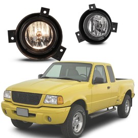 Nixon Offroad Fog Light for Ranger 2001 2002 2003, Bumper Driving Fog Light Lamps Assembly,OEM Fog Lamp Replacement With Bulb H10 12V 42W Chrome Black Housing Clear Lens, Driver+ Passenger Side