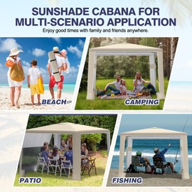 8'×8' Beach Tent, UPF 50+ Beach Canopy Sun Shelter for 4-6 People, Khaki