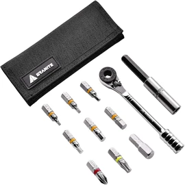 Rocknroll Mini Ratchet Bike Tool Kit with 9 Tool Bits, Extension Rod, Multitool Kit for Road and Mountain Bikes (Black)