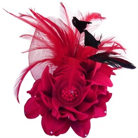 FYBownot Feather Flower Brooch Pin with Clip for Dual Use, Corsage, Chest Decoration, Uniform Accessories, Formal, School Entrance Ceremonies, Graduation Ceremonies, Weddings, Parties, Events, Gift,