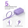 Small Purple Extension Cord 5FT, Cute Extension Cord with 3