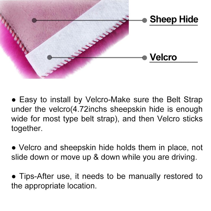 AOGELAN Fluffy Fuzzy Genuine Sheepskin Car Seat Belt Covers for