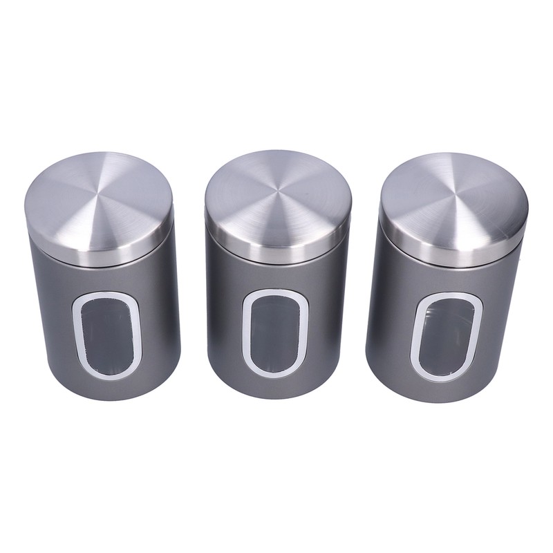 3Pcs Storage Jar Stainless Steel Food Tea Nut Container with