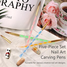 Nail Art Clean Up Brushes, 5 Pcs Painting Brushes for Nails with Flat/Oval/Fine Angled Gel Nail Brushes,Nail Brushes for Cleaning Nail Polish Mistake on the Cuticles