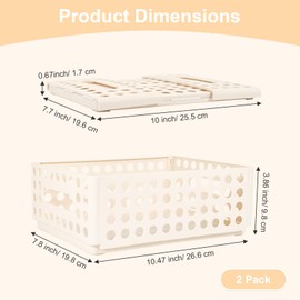 Elezeal 2 Pcs Foldable Plastic Storage Box, Durable and Collapsible Storage Basket Folding Crate Boxes Organizer, Stackable Storage Bins with Handles for Kitchen,Living Room,Office