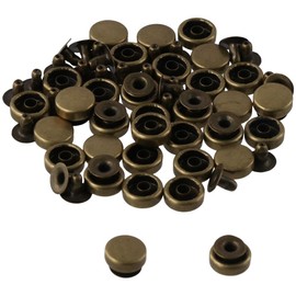 YYlingx 32Pcs 10mm Bronze Flat Head Screw Back Leather Buckle Hardware Button Cap Rivets Metal Purse Feet Studs DIY Craft