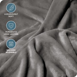 Bare Home Fleece Blanket - Giant Size - Ultra-Soft Lightweight for Bed, Sofa, and Couch - Luxury Microplush - Cozy Warm Blanket (Giant, Grey)