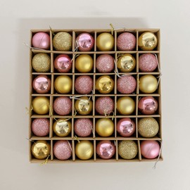 Christmas Tree Ornaments Colorful Balls 3cm Set of 36 Pink x Yellow