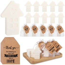 Swiffen 25 Sets Housewarming Party Favor Short House Shaped Soap Mini Soap with Thank You Tag Organza Bags Twine New Home Return Gift Idea for Guests Sweet Home House Warming Decorations