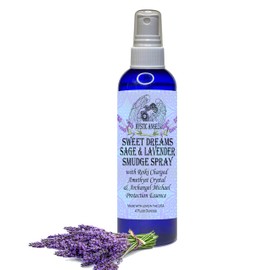 Sweet Dreams Sage & Lavender Smudge Spray (4 oz.) with Reiki Charged Amethyst Crystal & Archangel Michael Essence