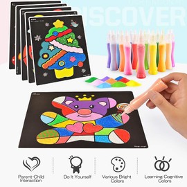 TOPTIME Sand Art Kits for Kids, 24 Bottles Colored Sand 41 Sheets Sand Art Painting Cards, Sand Art Kit Kids' Sand Art Kits Colored Sand Art Kit for Children Art Toy for Boys Girls DIY Arts and Crafts