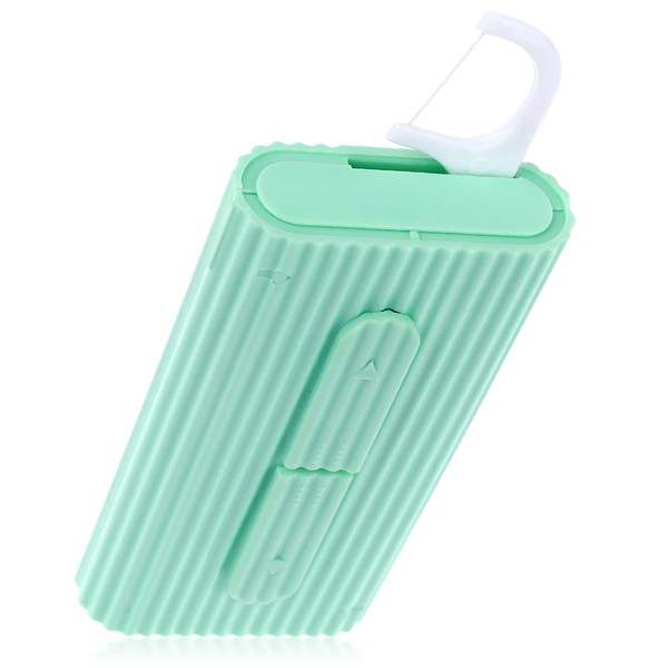 WLLHYF Étui de rangement portable pour fil dentaire automatique - Distributeur de fil dentaire - Boîte de rangement rechargeable avec 10 pics pour le nettoyage des dents (vert)