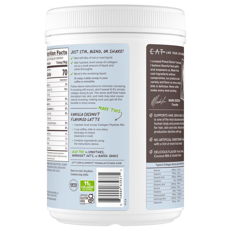 Primal Kitchen Vanilla Collagen Fuel® Drink Mix, Vanilla Coconut Collagen