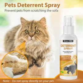 Green Hills Cat Deterrent Spray, Cat Repellent for Furniture & Plants, Effective Kitten Behavior Training & Keep Pet Off, Indoor and Outdoor, Bitter Orange Scent, 120ML