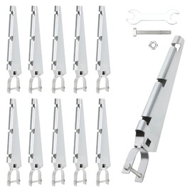 10 Pcs Barbed Wire Arm Extender for 1-5/8inch Hot-Dip Galvanized Steel Cornered Barbwire Arm,Barbed Wire Arm Extend for Top Rail Chain-Link Fence,All Bolts&Spanner Included