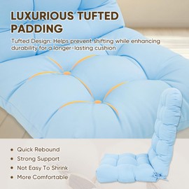 COOS BAY Outdoor High Back Cushion for Adirondack Chair, 49x20x5 Inch, Thick Tufted Patio Seat Pad for Patio Chair, Set of 2, Light Blue