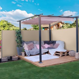 Topeakmart 236 x 71in Side Awning, Double Folding Side Screen Awning, Sun Shade Wind Screen Privacy Divider w/ 220g/m² Polyester, Waterproof & UV-Resistant for Garden Outdoor Terrace