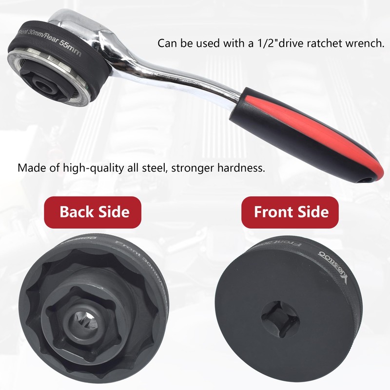 Yuesstloo 30mm 55mm Front Rear Wheel Axle Nut Socket Tool,