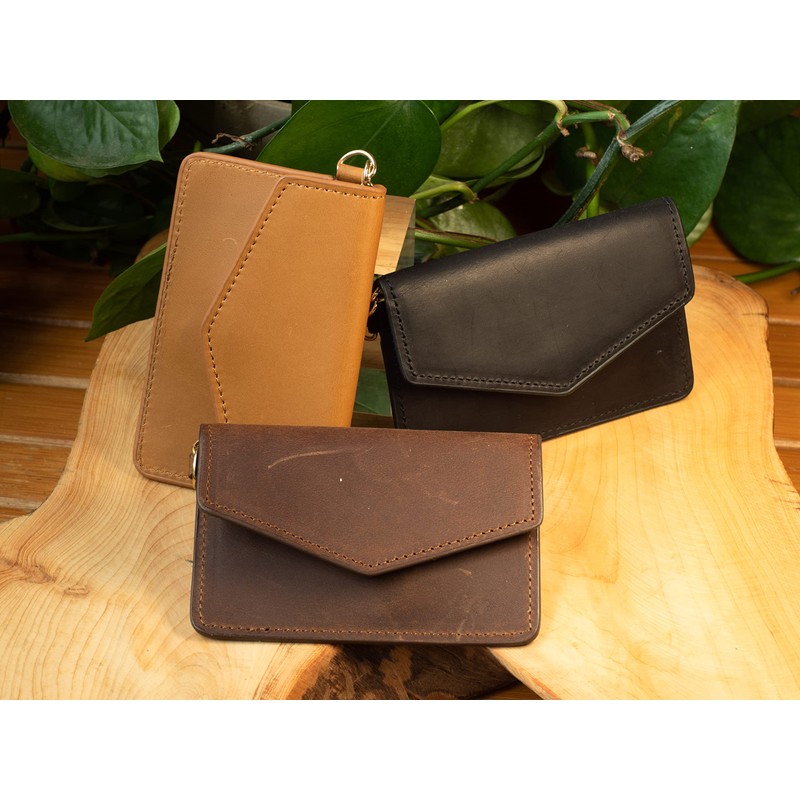BAWAKO Leather Card Case, Wallet RFID Protection, Key Ring, Portable