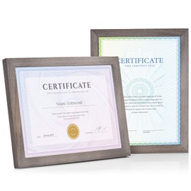 Emfogo Picture Frames 8.5 x 11 Certificate Frames Diploma Frame with Stand Rustic Wood Document Frames with High Definition Glass for Wall or Tabletop Display Set of 2 Weathered Grey