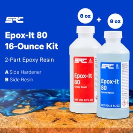 SPRESIN Epox-It 80 Clear Epoxy Resin Kit 16 Oz (8 Oz Part A + 8 Oz Part B) for Beginners and Experts, Epoxy Coating, Bar Top, Countertop, Tabletop, Crystal Clear Formula, Jewelry Art, Laminating