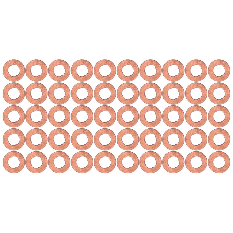 Flat Gasket, Copper Washer Kit, Strong Electrical Conductivity, 50 Pieces