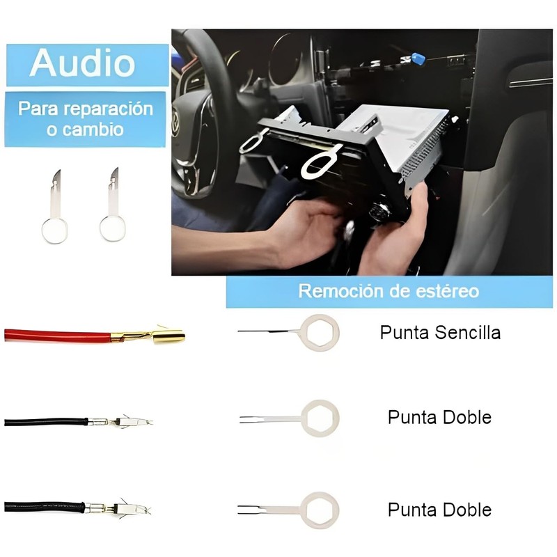 Kit Herramientas Desmontaje Molduras Auto Faros Estereo 19pz