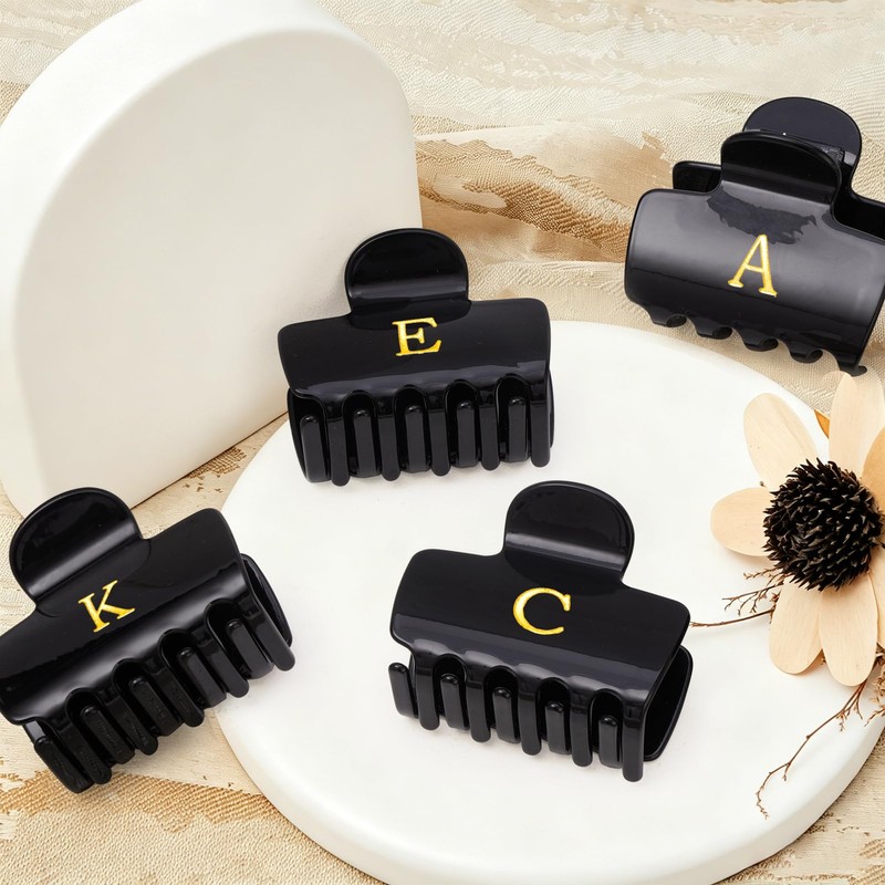 Gifts for Women Teen Girls,Small Initial Hair Clips - Black,K