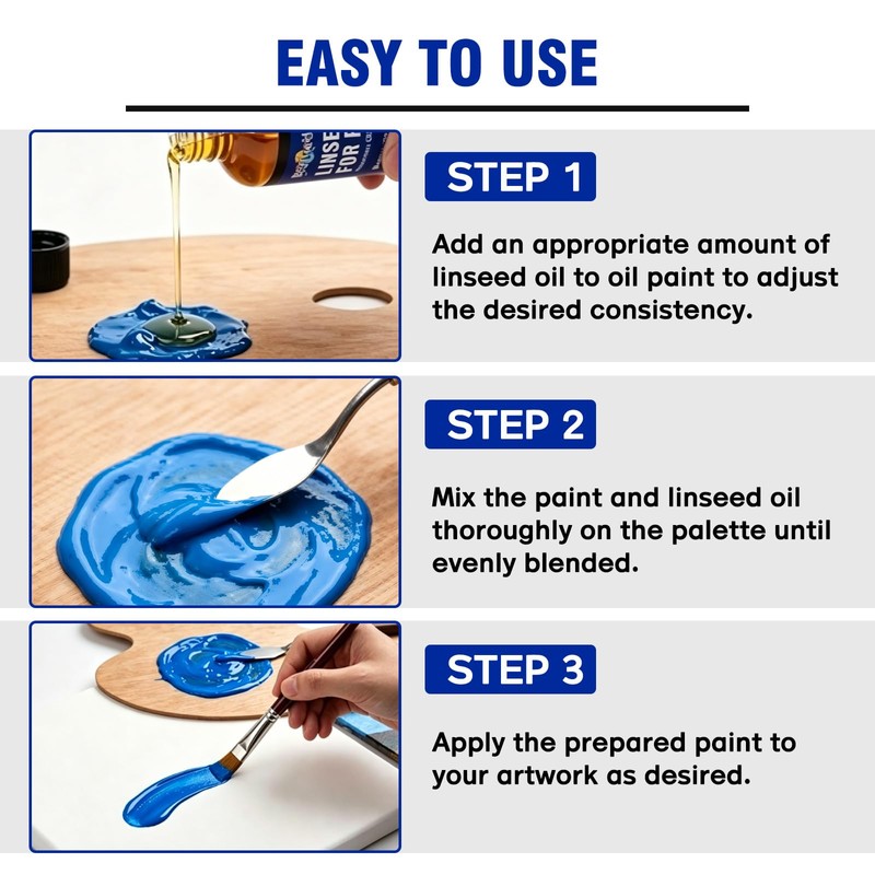 Linseed Oil for Painting 100ml, Refined Linseed Oil, Oil Paint