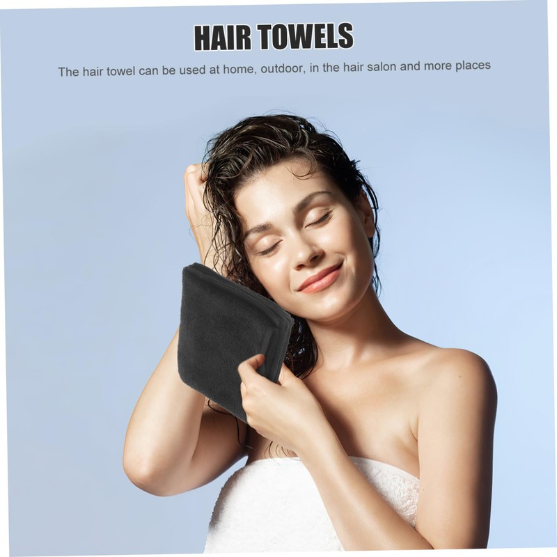 OHPHCALL 2pcs Pure Cotton Black Towel Hair Drying Towel Cotton