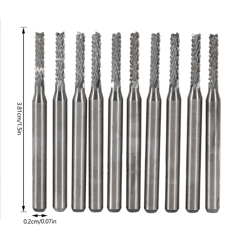 10pcs 2mm Cemented Carbide End Mill Engraving Bits Carving Drill