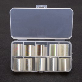 ECSiNG 10 Rolls Set Manicure Holographic Nail Foil Transfer Foil Glossy Sticker Decals Nail Art DIY Decoration White Pearl Colour Style B