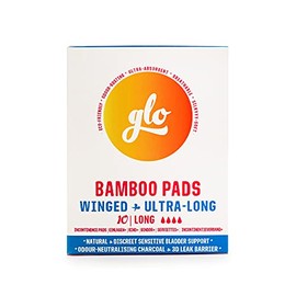 glo Organic Bamboo Light Incontinence Pads Ultra Biodegradable for Sensitive Bladders & Periods - Superior Leak Protection and Comfort Long Pads (280 mm) - 10 Count