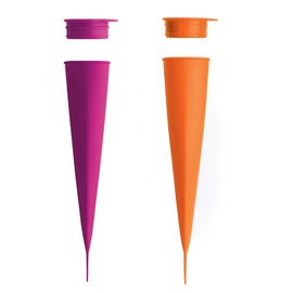 Lekue Set of Two Silicone Ice Cream Pop Molds, Orange and Fuschia