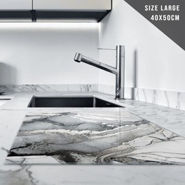 Chopping Board | Glass Chopping Boards for Kitchens | Glass Worktop Savers for Kitchen | Cutting Boards for Kitchen | Chopping Board Non Slip | Small Chopping Board | Grey Silver Black