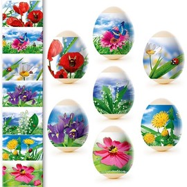 Easter Set of 10 Heat Shrink Sleeves for Decoration 70 Easter Egg Wraps Pysanka Flowers