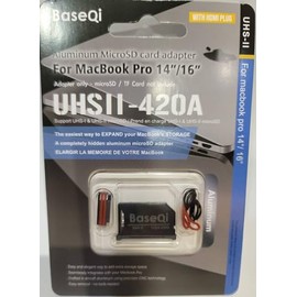 BASEQI UHS-II Aluminum microSD Adapter for M1 2021 / M2 2022 / M3 2023 MacBook Pro 14" & 16” (Space Black, Adapter with HDMI Dust Plug)