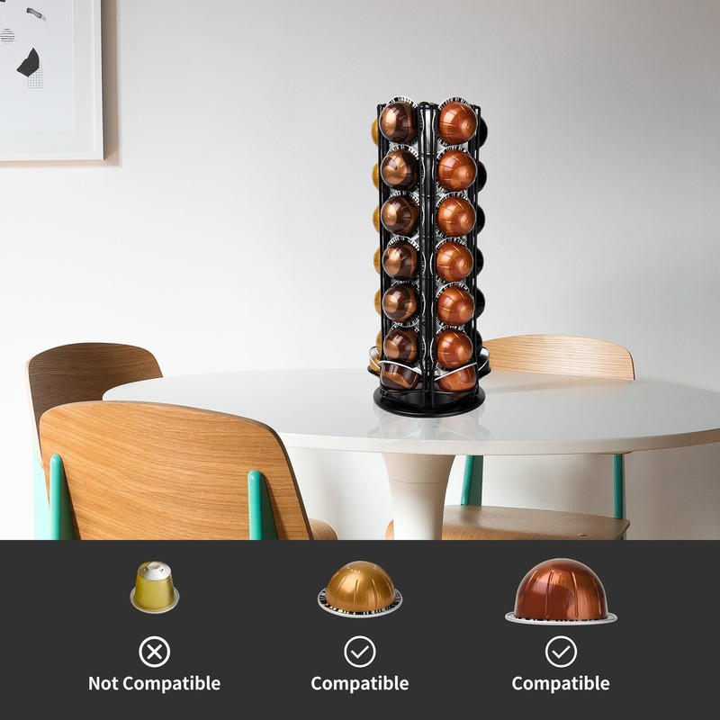 Rixordd 360° Spinning Coffee Pod Carousel Stand | Holds 35
