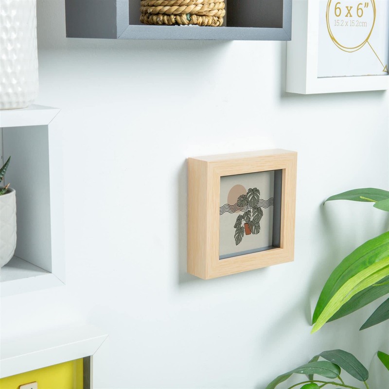 Light Wood Effect 4x4 Box Photo Frame - Standing &