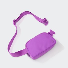 Pander Double Zipper Fanny Pack Nylon Everywhere Belt Bag, Fashion Waist Packs for Women with Adjustable Strap, 1L. (Violet)