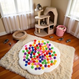 100Pcs Colorful Mini Sparkly Glitter Tinsel Balls Small Pom Ball for Cat Ornaments,Pet Supplies