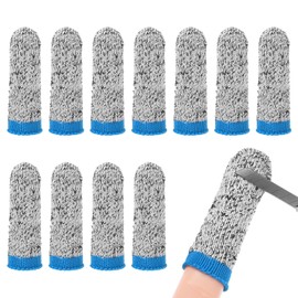 M METERXITY 12-Pack Finger Cots Cut Resistant, Reusable Finger Sleeve Protectors for Sculpture/Kitchen/Garden, HPPE Fiber Thumb Finger Guards Covers [2.8", Grey Blue]
