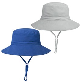 Baby Sun Hat Toddler Boys Girls Bucket Hat for Kids UPF 50+ Sun Protective Child Summer Beach Hats 6-24 Months Blue Gray