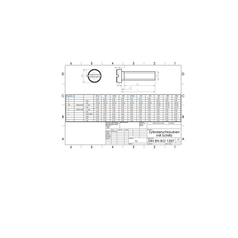 M6X80 Slotted Cylinder Screws DIN 84 A2 Stainless Steel Pack